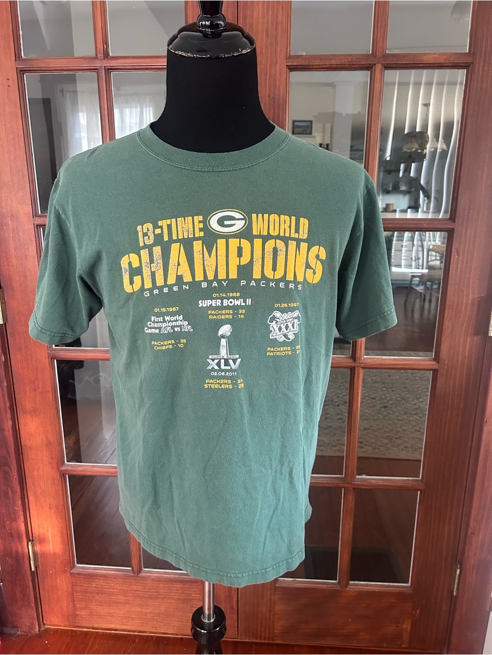 Green Bay Packers Shirt Mens Super Bowl History Football Reebok Largeg
